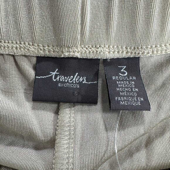 Chico's Travelers Essential Slim Pant Size 3 Khaki Slinky Stretch NWT PT-2670 - Picture 7 of 9